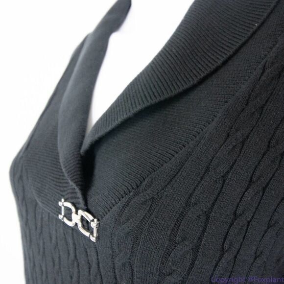 Karen Scott shawl collar black cotton sweater with metal button, women's‎ XL - Picture 9 of 13